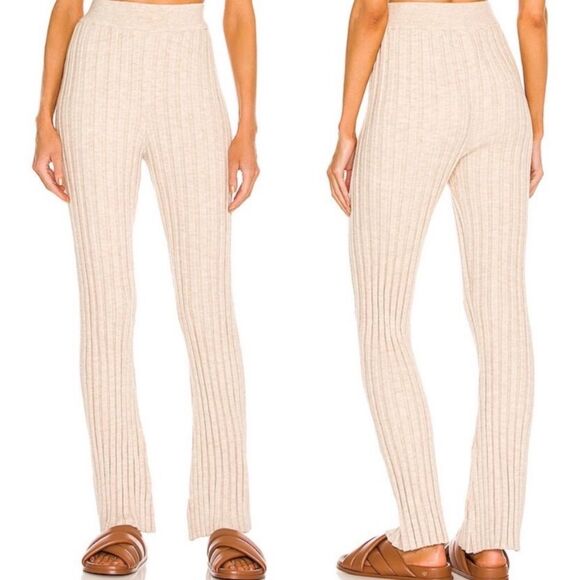 Anine Bing Oatmeal Cream Beige Ribbed Wool Leggings pants size small - Picture 1 of 8